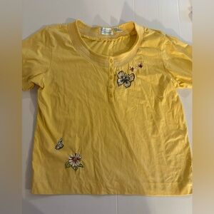 Shenanigans yellow 1x butterfly and flower shirt